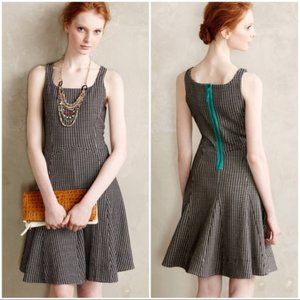 anthropologie bordeaux tanith skater dress fit and flare checked mini dress xs